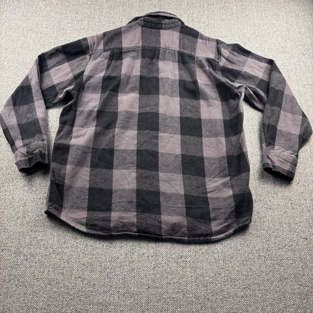 C.E. Schmidt Workwear Men's Large Gray Black Buffalo Plaid Flannel Shirt Heavy - Picture 5 of 5